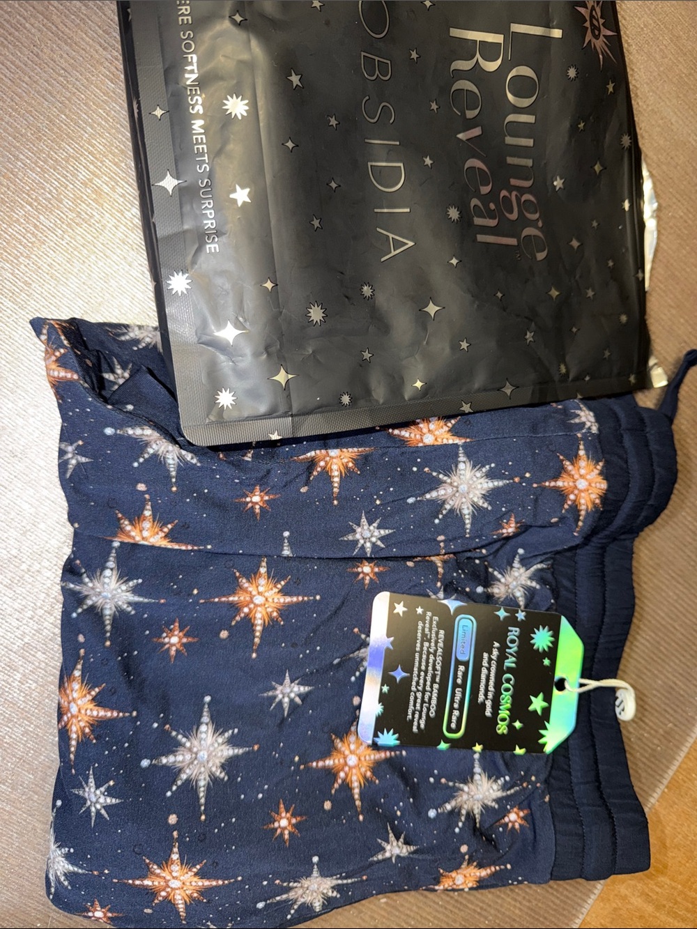 Bomb Party Lounge wear Navy 'Royal Cosmos' Star Print Lounge Pants Large